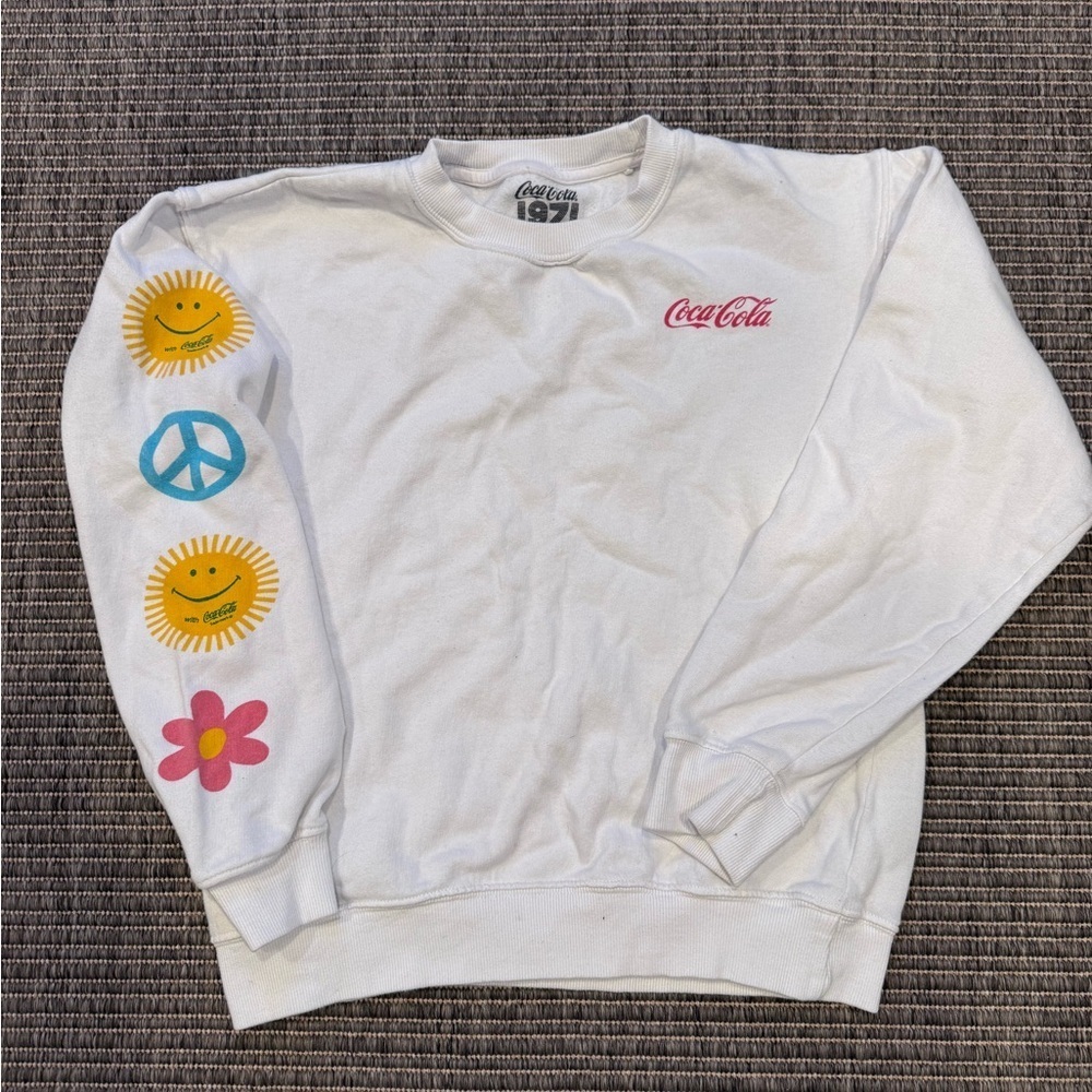 Coca Cola 1971 by Pac Sun White Sweatshirt with Colorful Graphics